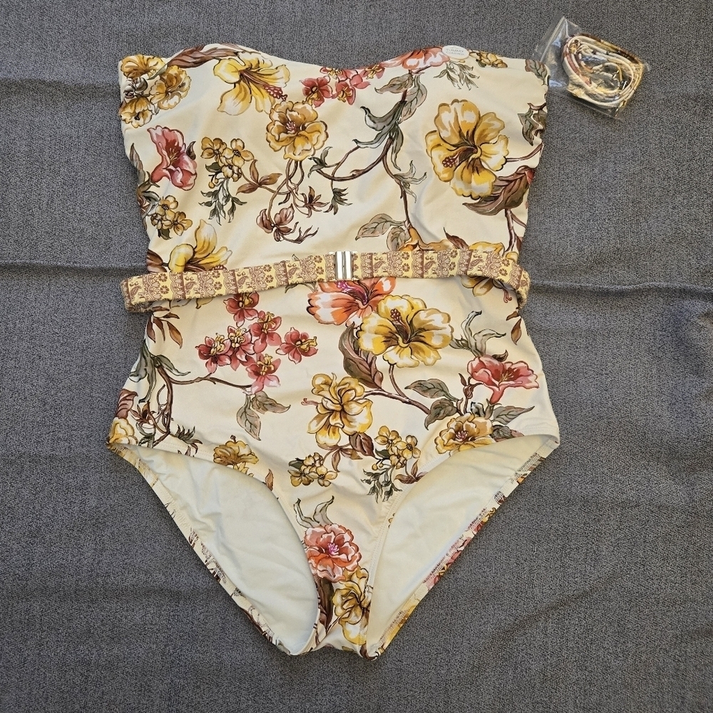 ONSHORE Altona Golden Floral Belted One Piece Swimsuit Size US 16